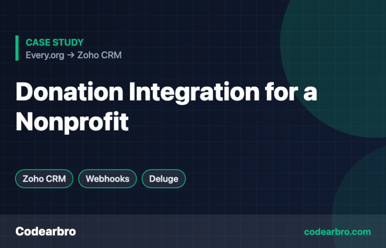 Every.org Donation Integration with Zoho CRM for an Animal Welfare Nonprofit – Codearbro case study