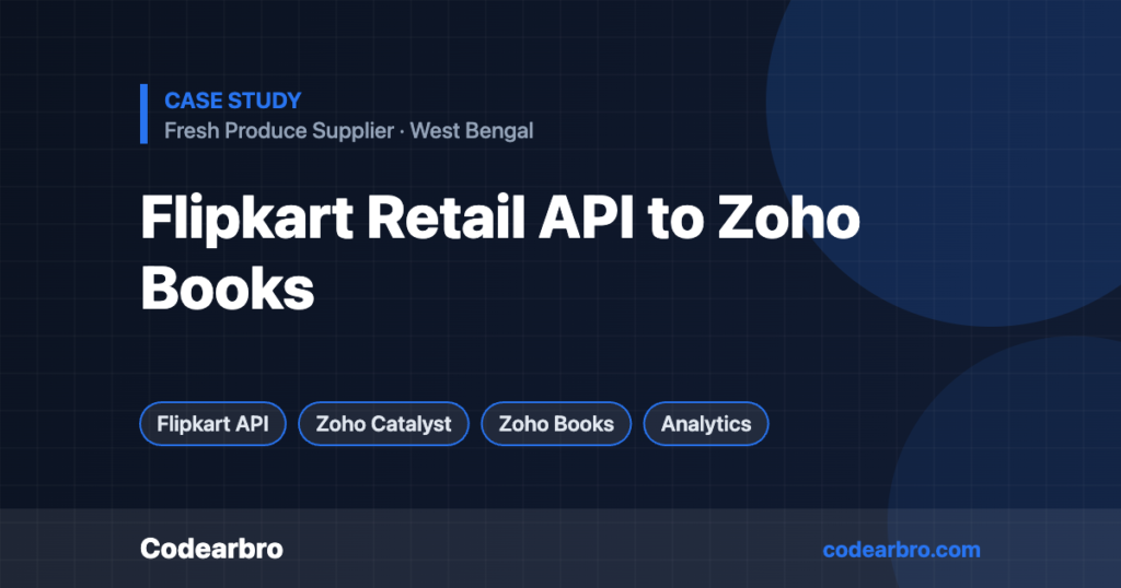Flipkart Retail API Integration with Zoho Books on Zoho Catalyst – Codearbro case study