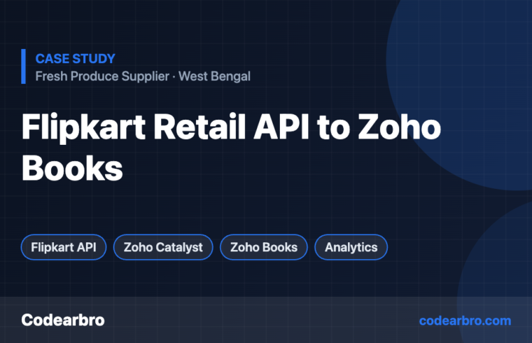 Flipkart Retail API Integration with Zoho Books on Zoho Catalyst – Codearbro case study