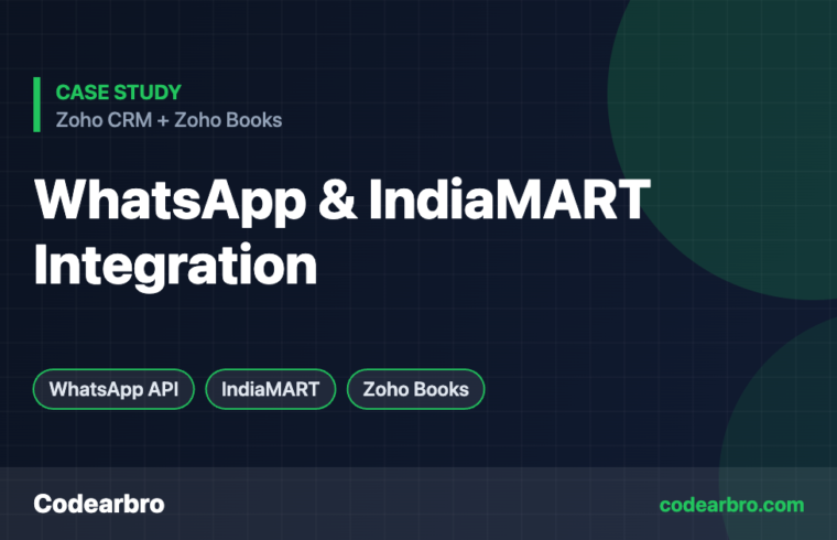 WhatsApp Business API & IndiaMART Integration with Zoho CRM and Books – Codearbro case study