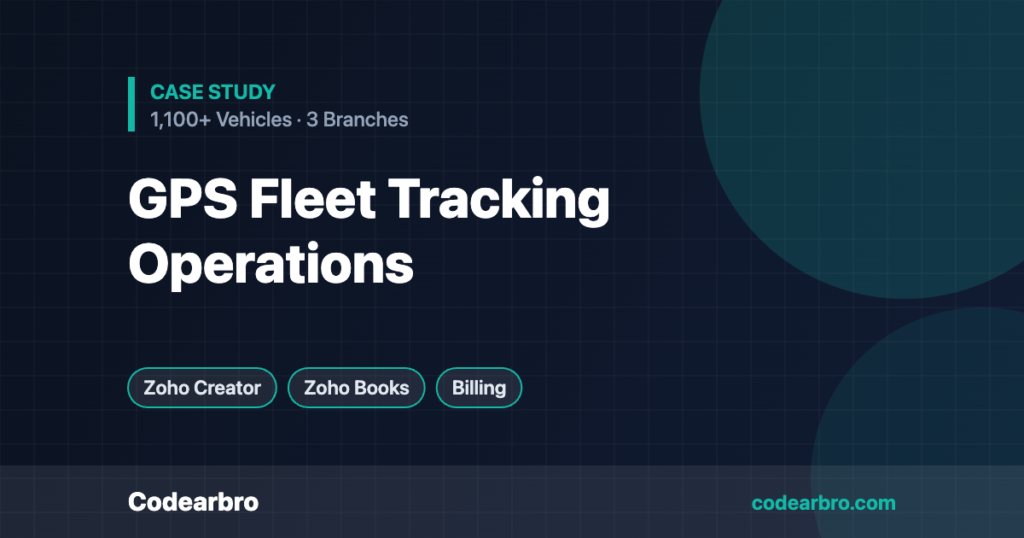 Zoho Creator & Zoho Books for a GPS Fleet Tracking Company – Codearbro case study
