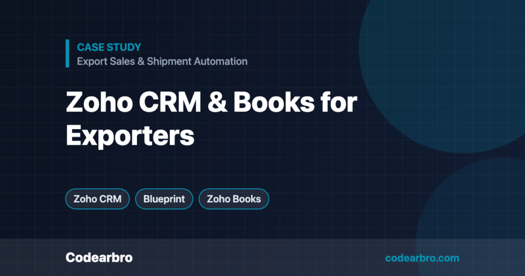 Zoho CRM & Zoho Books for an Export Business – Codearbro case study