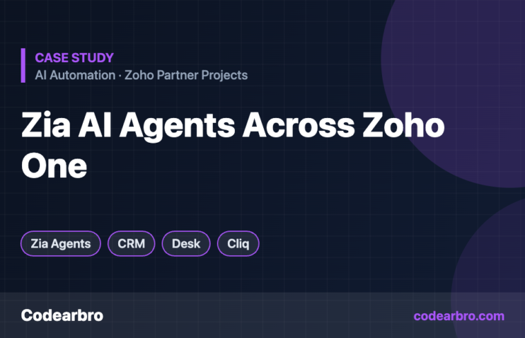 Zoho Zia AI Agents Integrated with CRM, Desk, People & Cliq – Codearbro case study